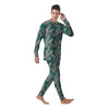 Banana Leaves Teal Print Pattern Men's Pajamas-grizzshop