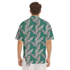 Banana Leaves Teal Print Pattern Men's Short Sleeve Shirts-grizzshop