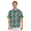 Banana Leaves Teal Print Pattern Men's Short Sleeve Shirts-grizzshop