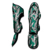 Banana Leaves Teal Print Pattern Muay Thai Shin Guards-grizzshop