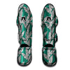 Banana Leaves Teal Print Pattern Muay Thai Shin Guards-grizzshop