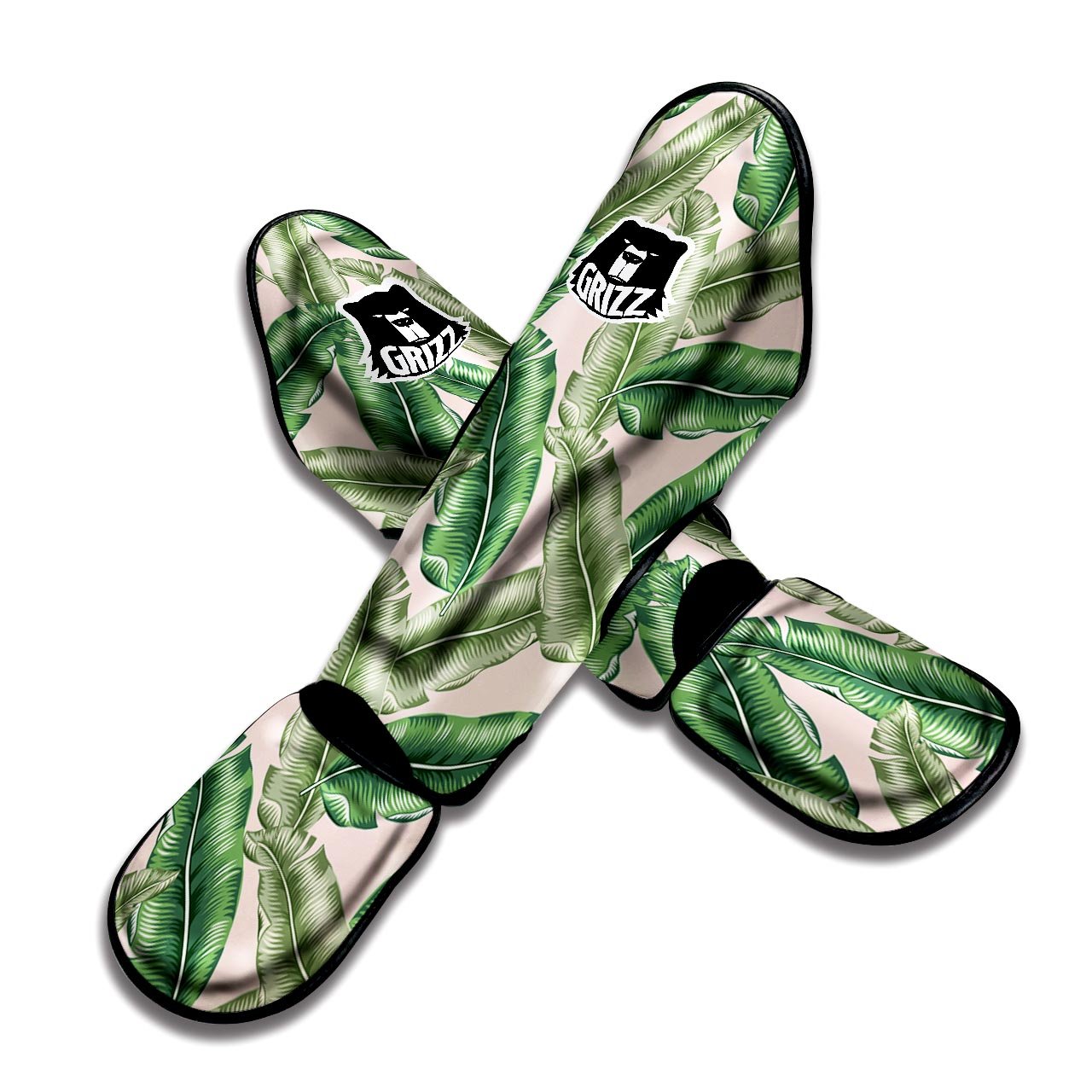 Banana Leaves Tropical Print Pattern Muay Thai Shin Guards-grizzshop