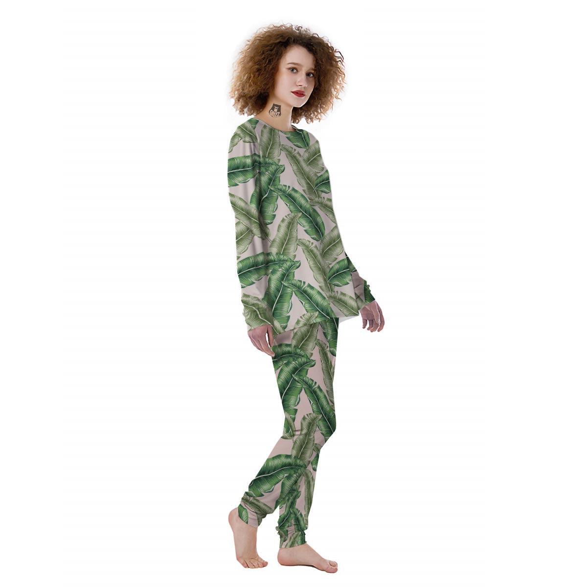 Banana Leaves Tropical Print Pattern Women's Pajamas-grizzshop