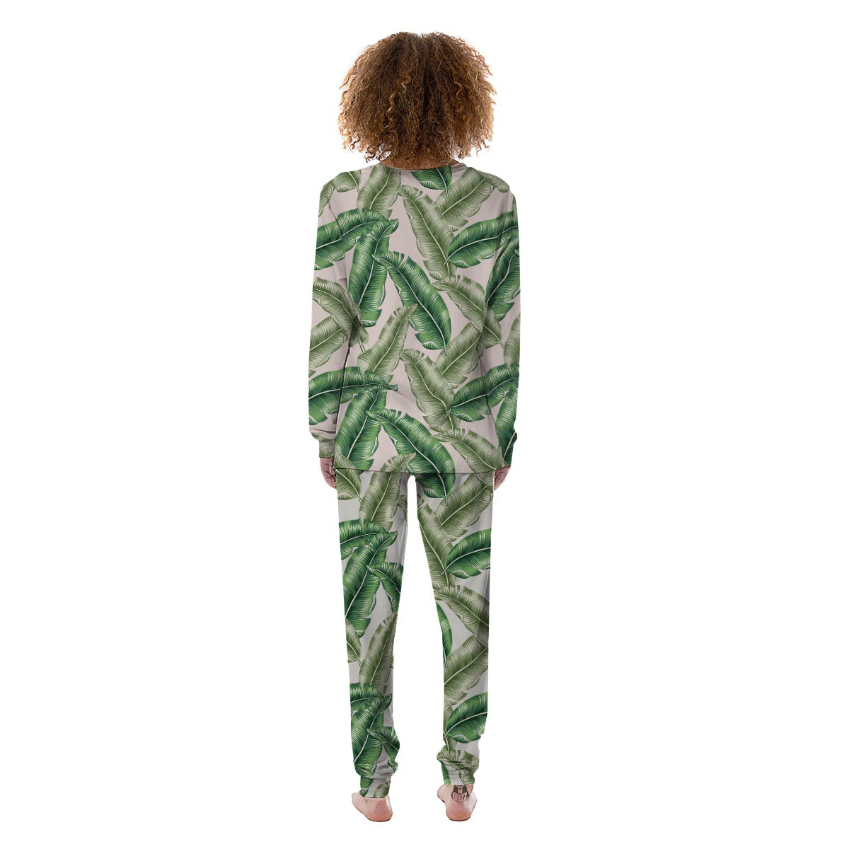 Banana Leaves Tropical Print Pattern Women's Pajamas-grizzshop