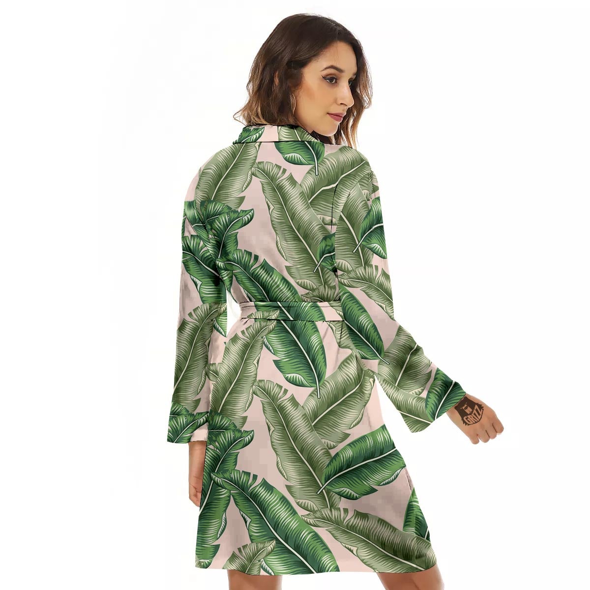 Banana Leaves Tropical Print Pattern Women's Robe-grizzshop