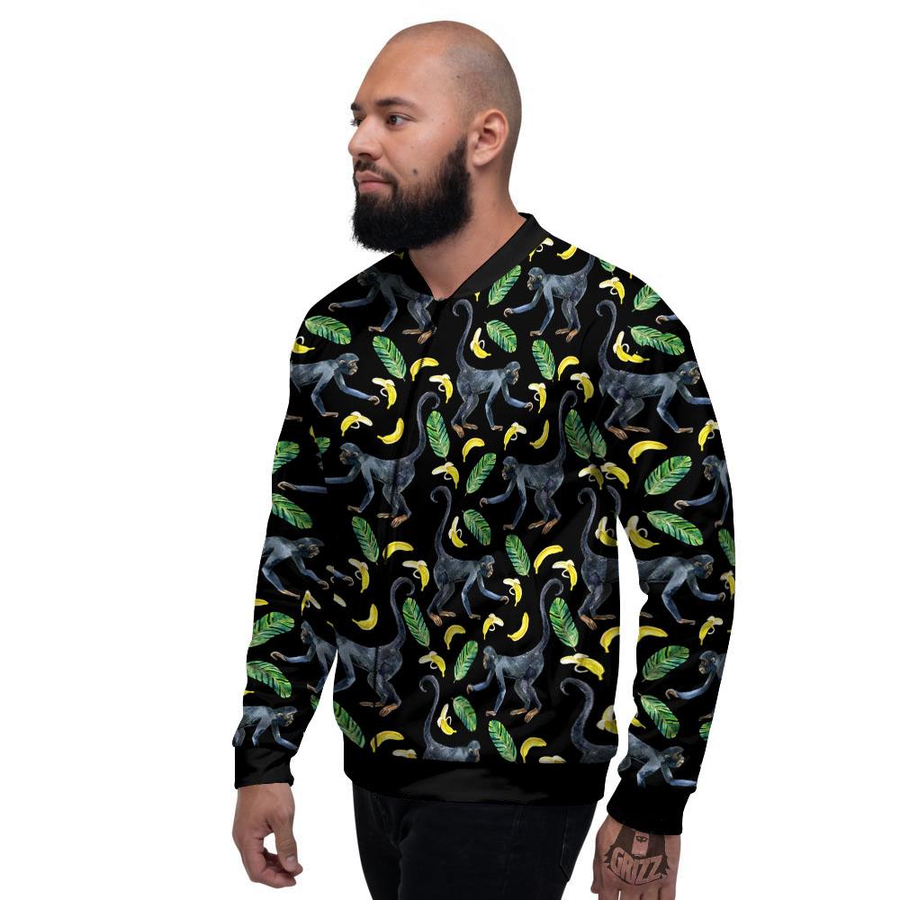Banana Monkey Pattern Pattern Men's Bomber Jacket-grizzshop