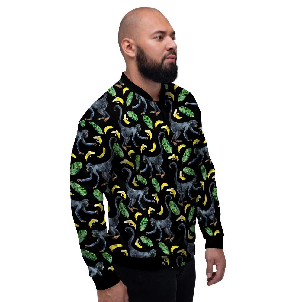 Banana Monkey Pattern Pattern Men's Bomber Jacket-grizzshop