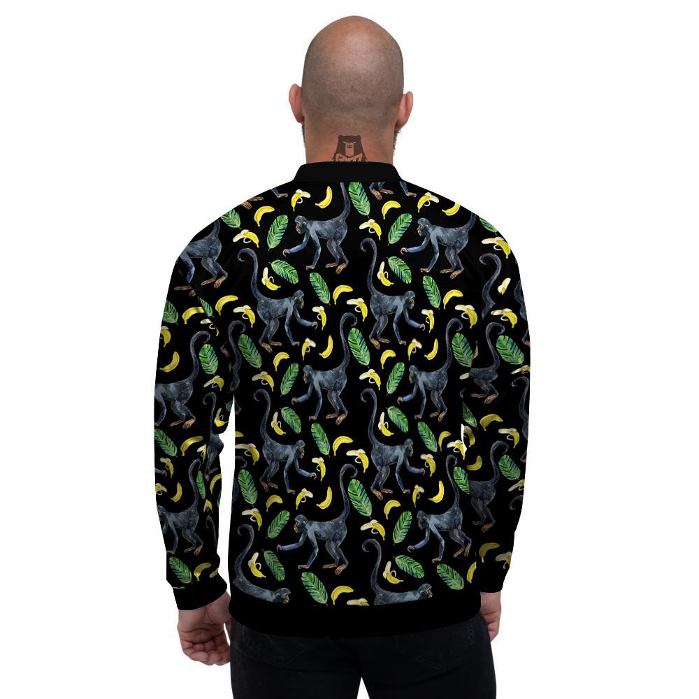 Banana Monkey Pattern Pattern Men's Bomber Jacket-grizzshop