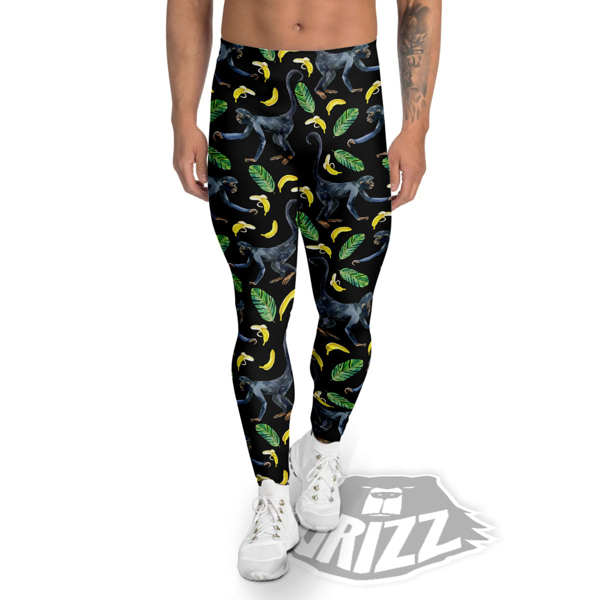 Banana Monkey Pattern Pattern Men's Leggings-grizzshop