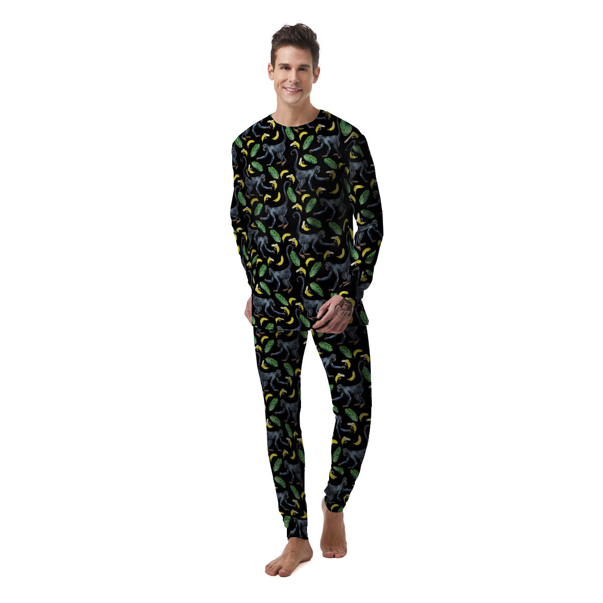 Banana Monkey Pattern Pattern Men's Pajamas-grizzshop