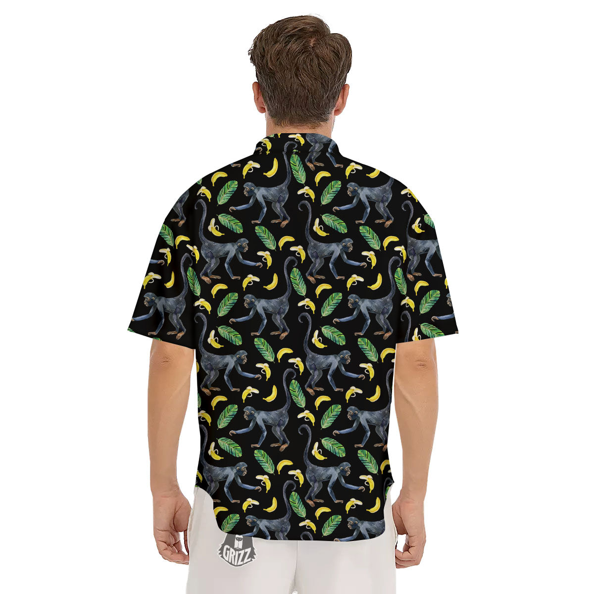 Banana Monkey Pattern Pattern Men's Short Sleeve Shirts-grizzshop