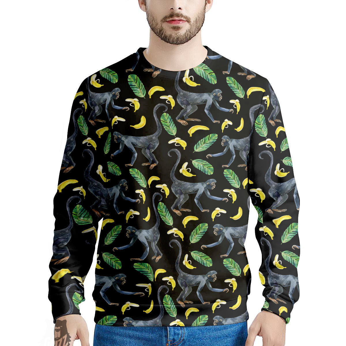 Banana Monkey Pattern Pattern Men's Sweatshirt-grizzshop