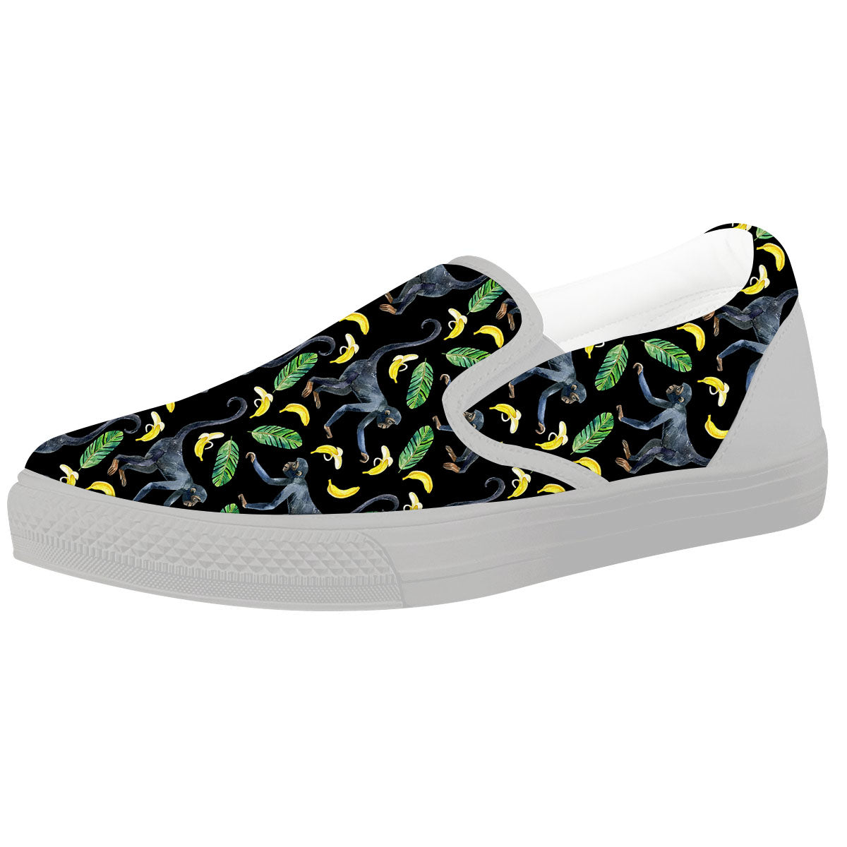Banana Monkey Pattern Pattern White Slip On Shoes-grizzshop