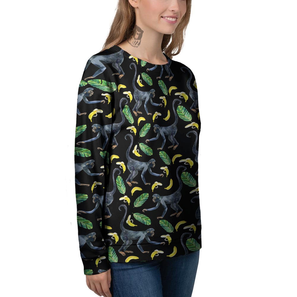 Banana Monkey Pattern Pattern Women's Sweatshirt-grizzshop
