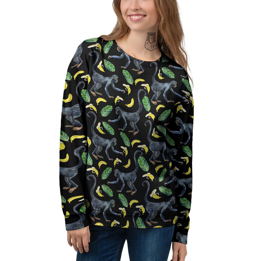Banana Monkey Pattern Pattern Women's Sweatshirt-grizzshop