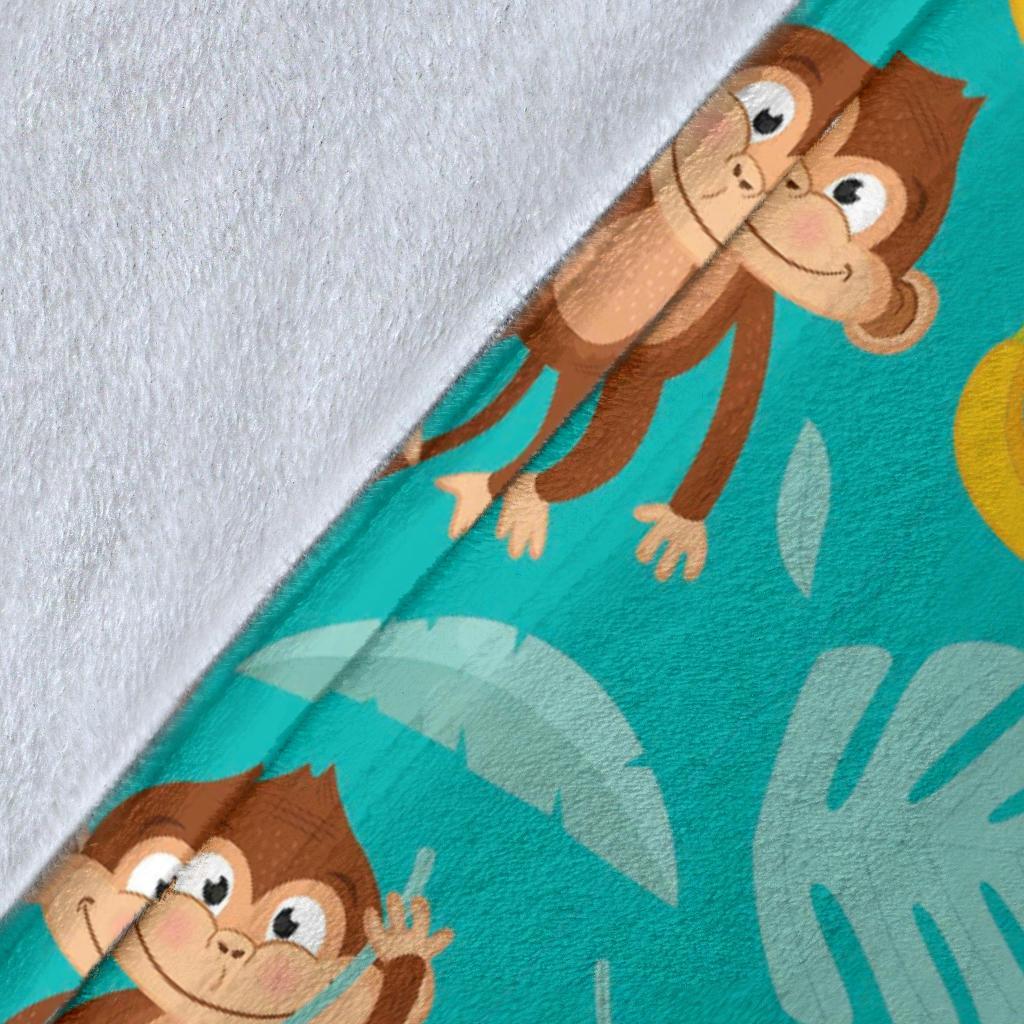 Banana Monkey Pattern Print Blanket-grizzshop