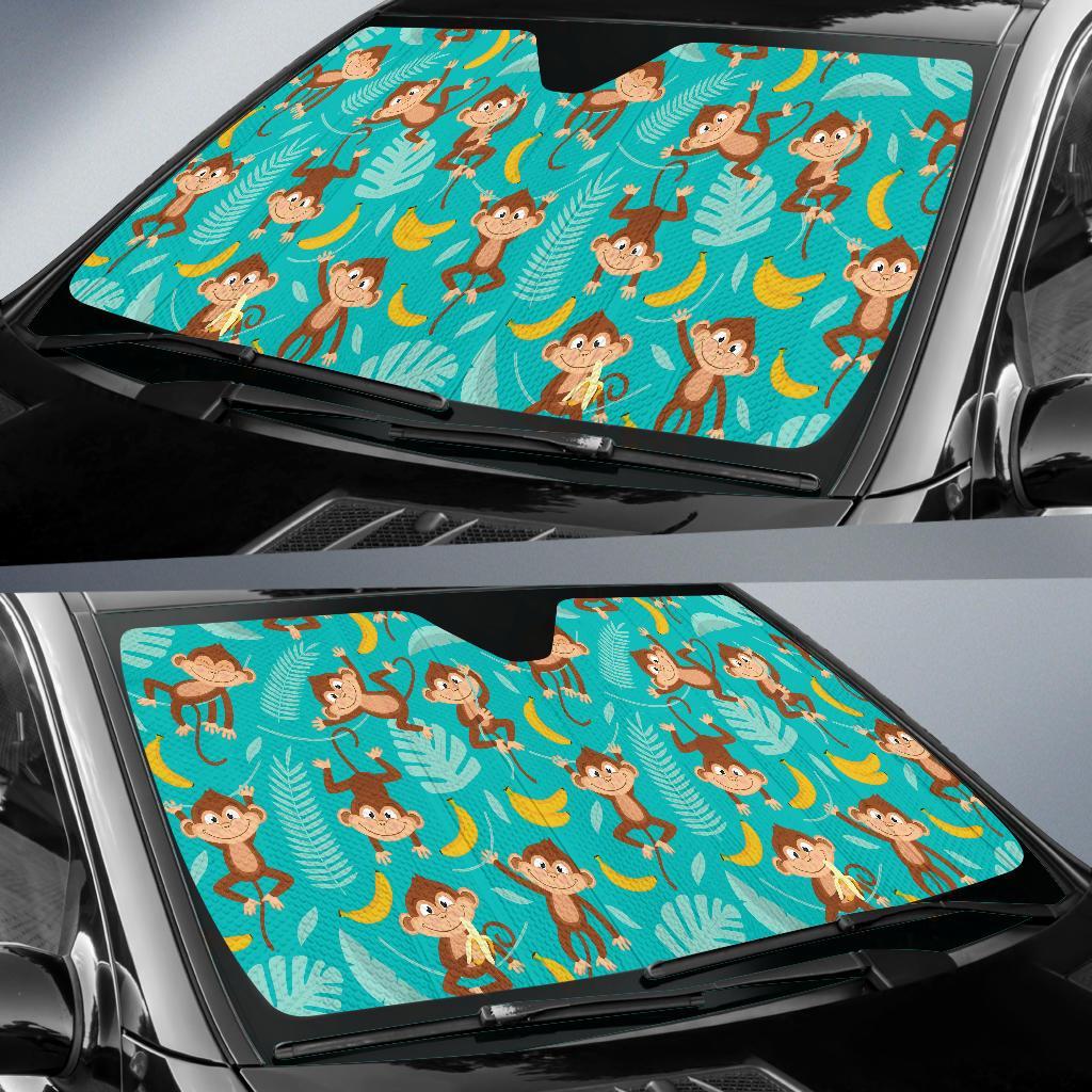 Banana Monkey Pattern Print Car Sun Shade-grizzshop