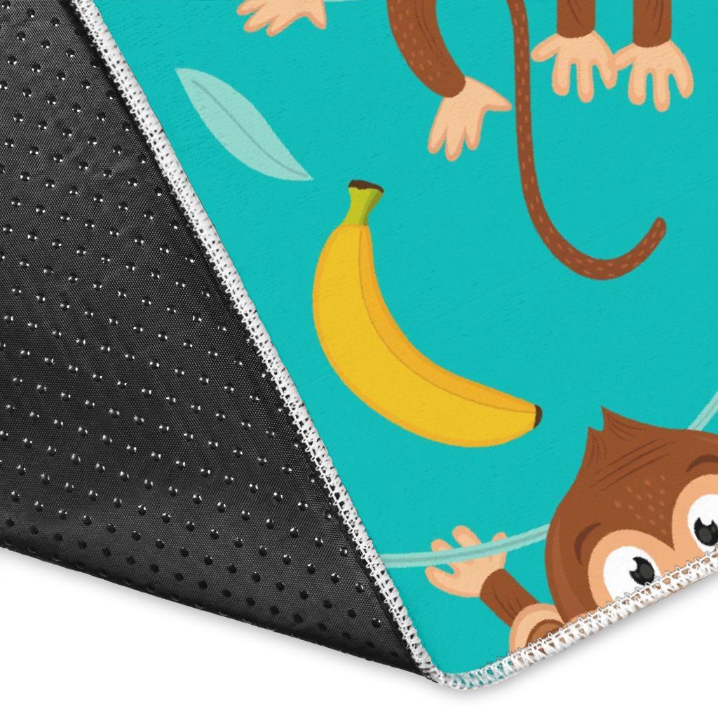 Banana Monkey Pattern Print Floor Mat-grizzshop