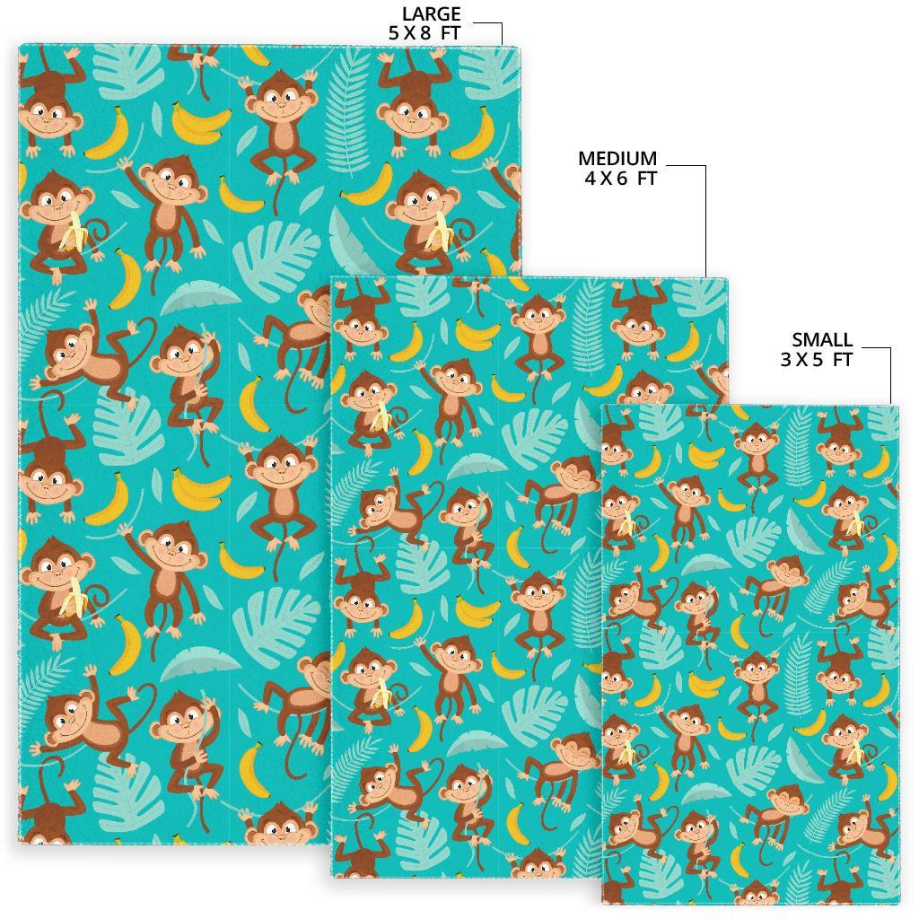 Banana Monkey Pattern Print Floor Mat-grizzshop