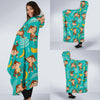 Banana Monkey Pattern Print Hooded Blanket-grizzshop