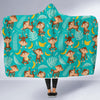 Banana Monkey Pattern Print Hooded Blanket-grizzshop