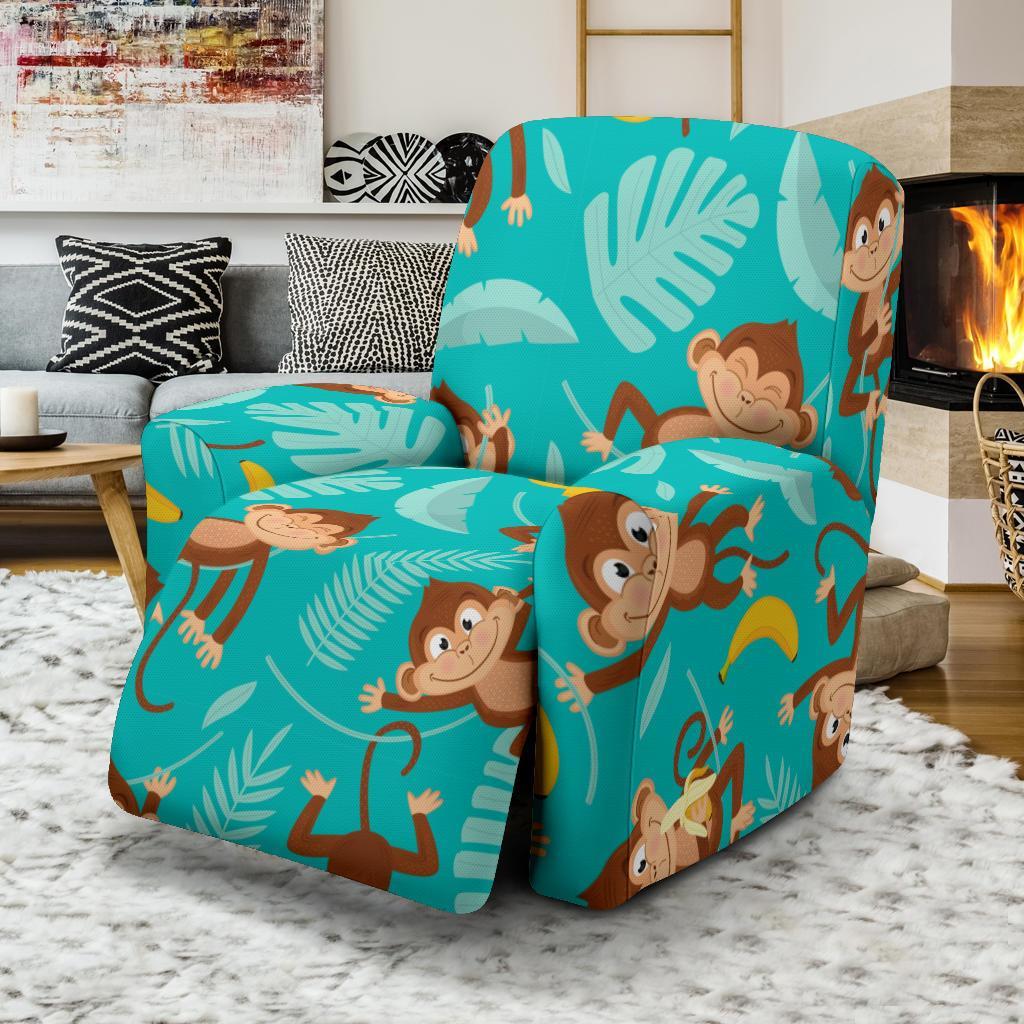 Banana Monkey Pattern Print Recliner Cover-grizzshop