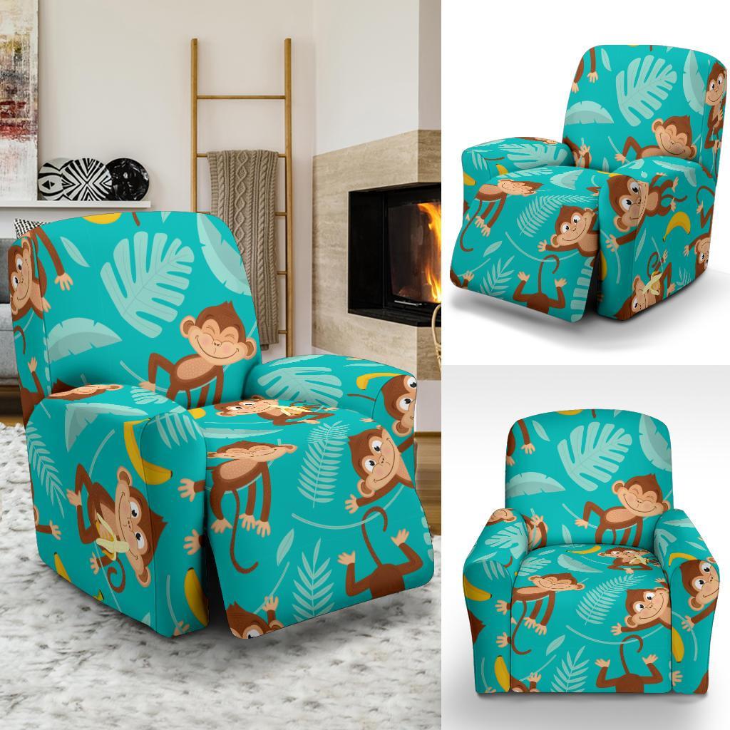 Banana Monkey Pattern Print Recliner Cover-grizzshop