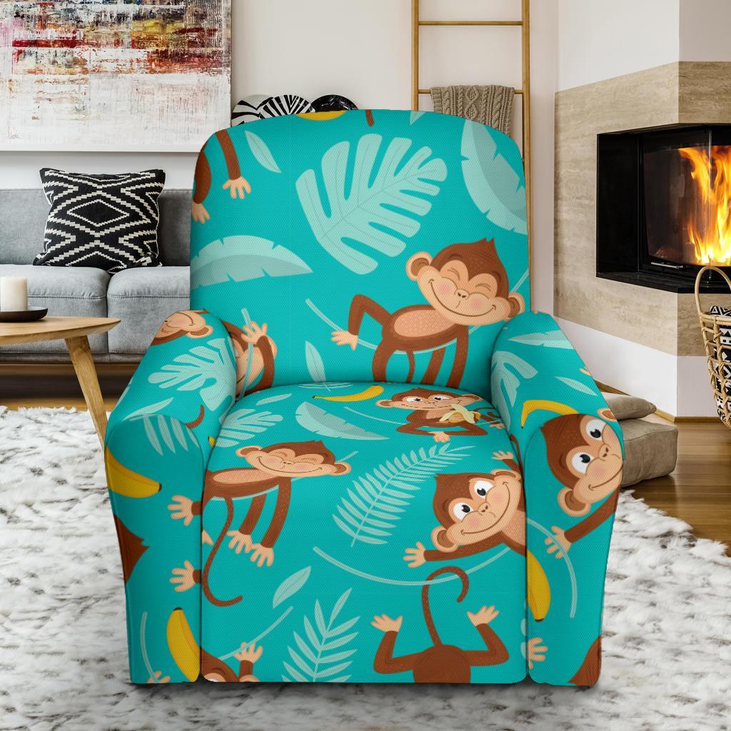 Banana Monkey Pattern Print Recliner Cover-grizzshop