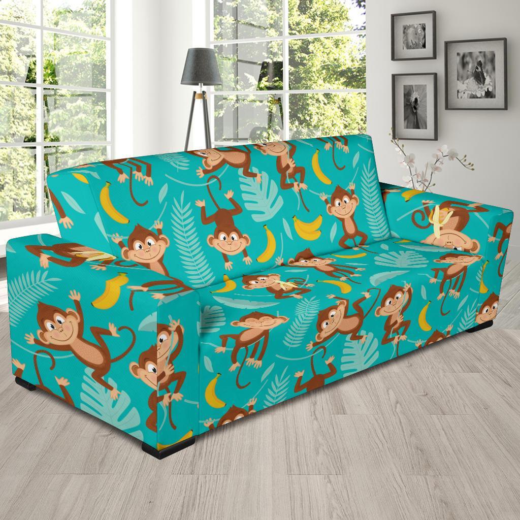 Banana Monkey Pattern Print Sofa Covers-grizzshop