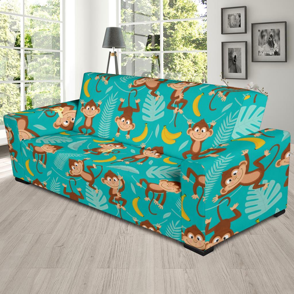 Banana Monkey Pattern Print Sofa Covers-grizzshop