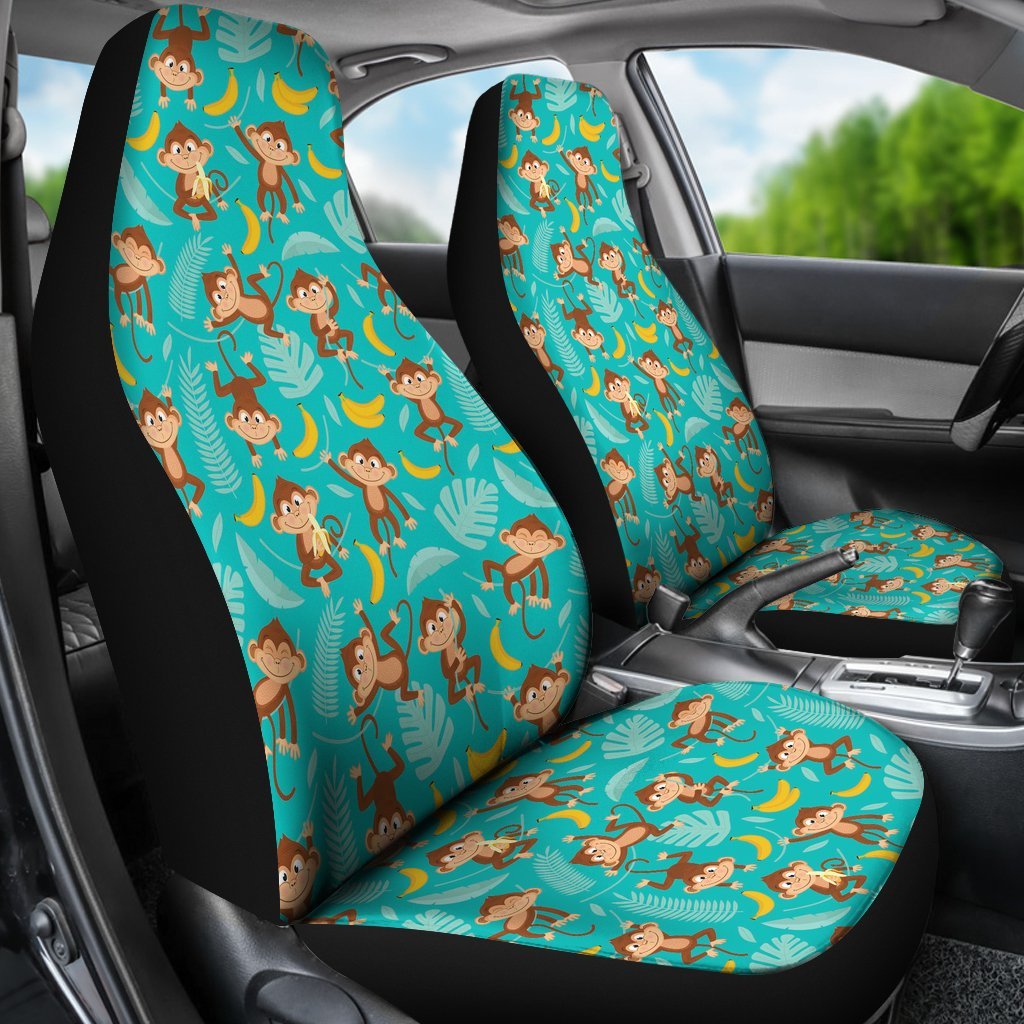 Banana Monkey Pattern Print Universal Fit Car Seat Cover-grizzshop