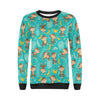 Banana Monkey Pattern Print Women Crewneck Sweatshirt-grizzshop