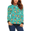 Banana Monkey Pattern Print Women Crewneck Sweatshirt-grizzshop