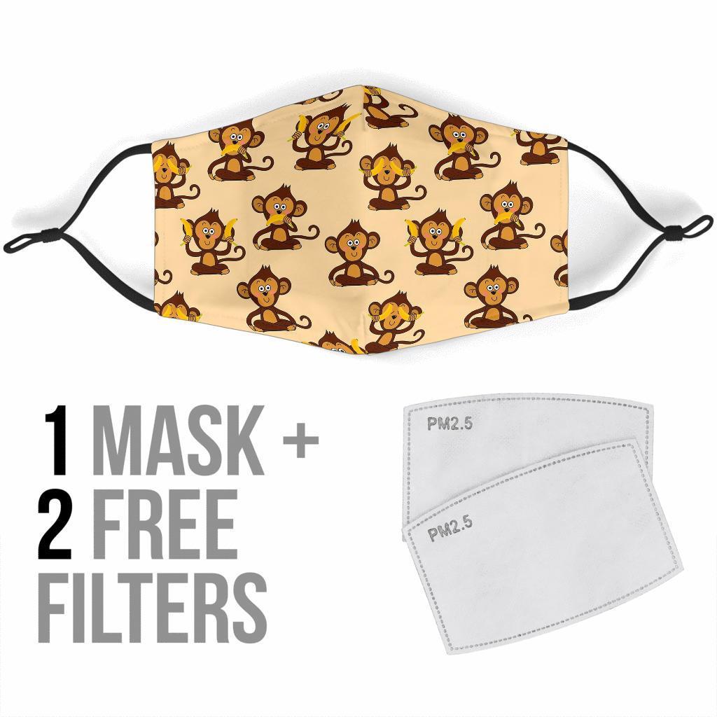 Banana Monkey Print Pattern Face Mask-grizzshop