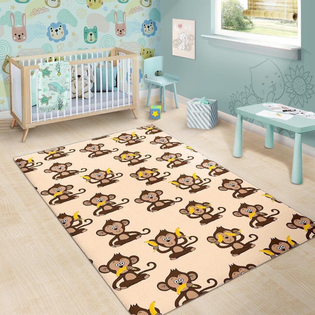 Banana Monkey Print Pattern Floor Mat-grizzshop