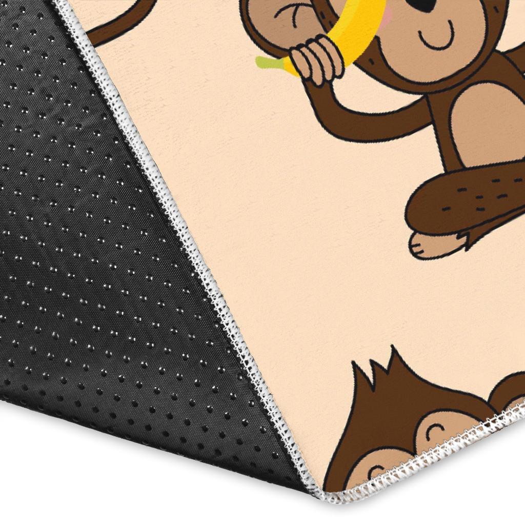 Banana Monkey Print Pattern Floor Mat-grizzshop