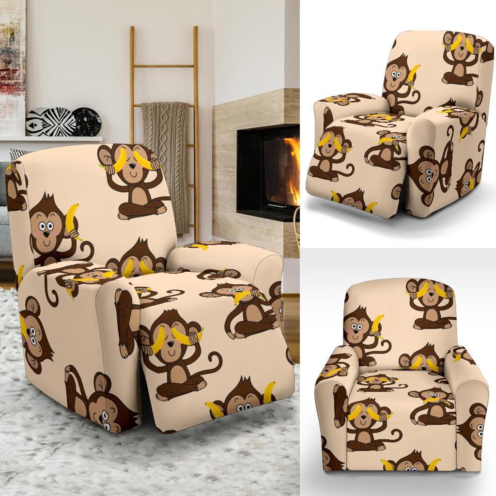 Banana Monkey Print Pattern Recliner Cover-grizzshop