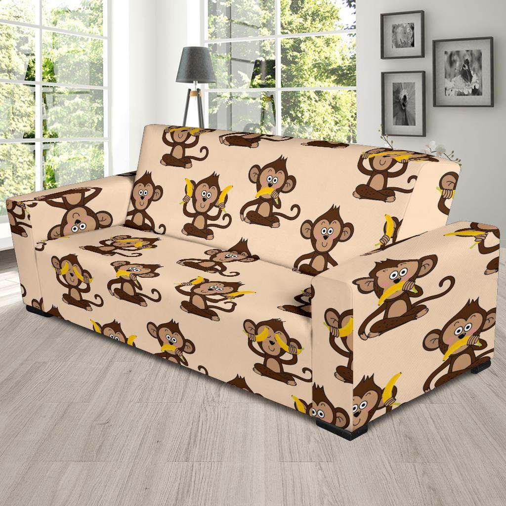 Banana Monkey Print Pattern Sofa Covers-grizzshop