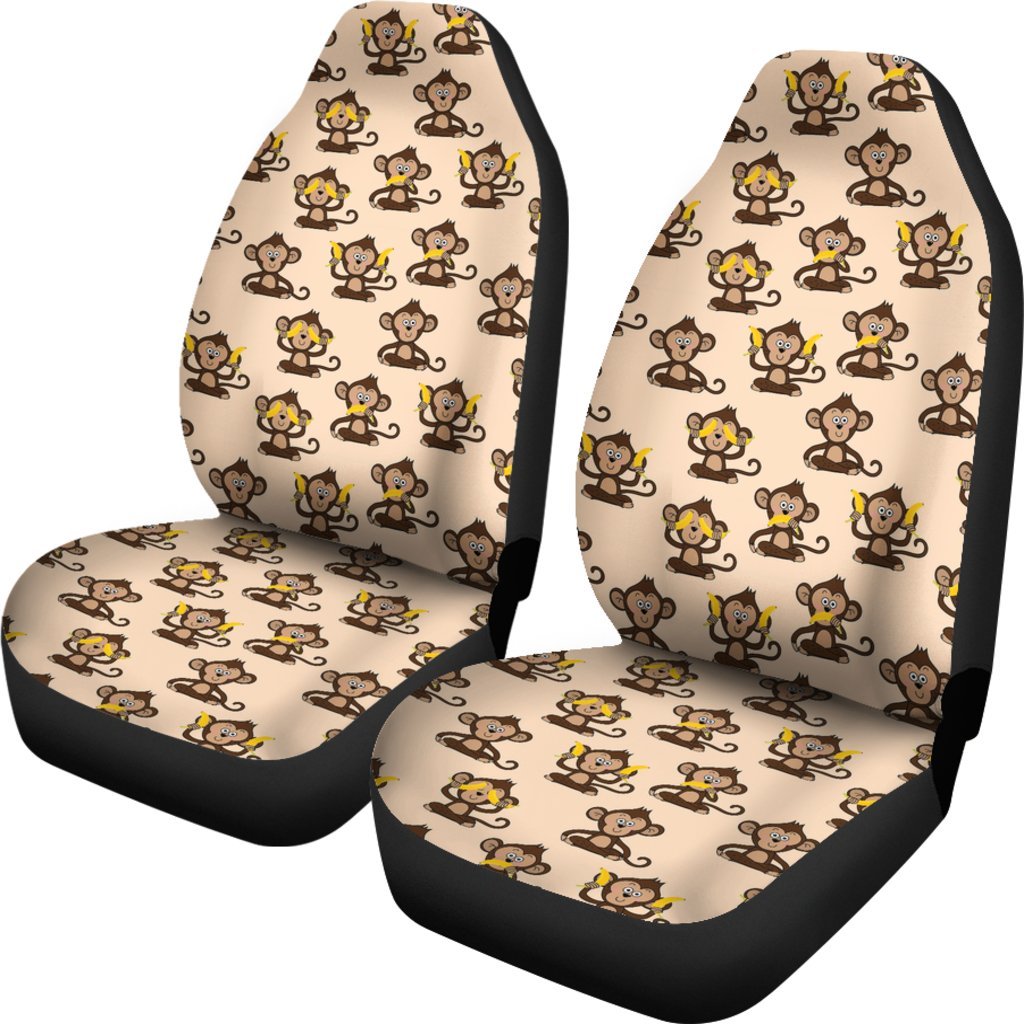 Banana Monkey Print Pattern Universal Fit Car Seat Cover-grizzshop