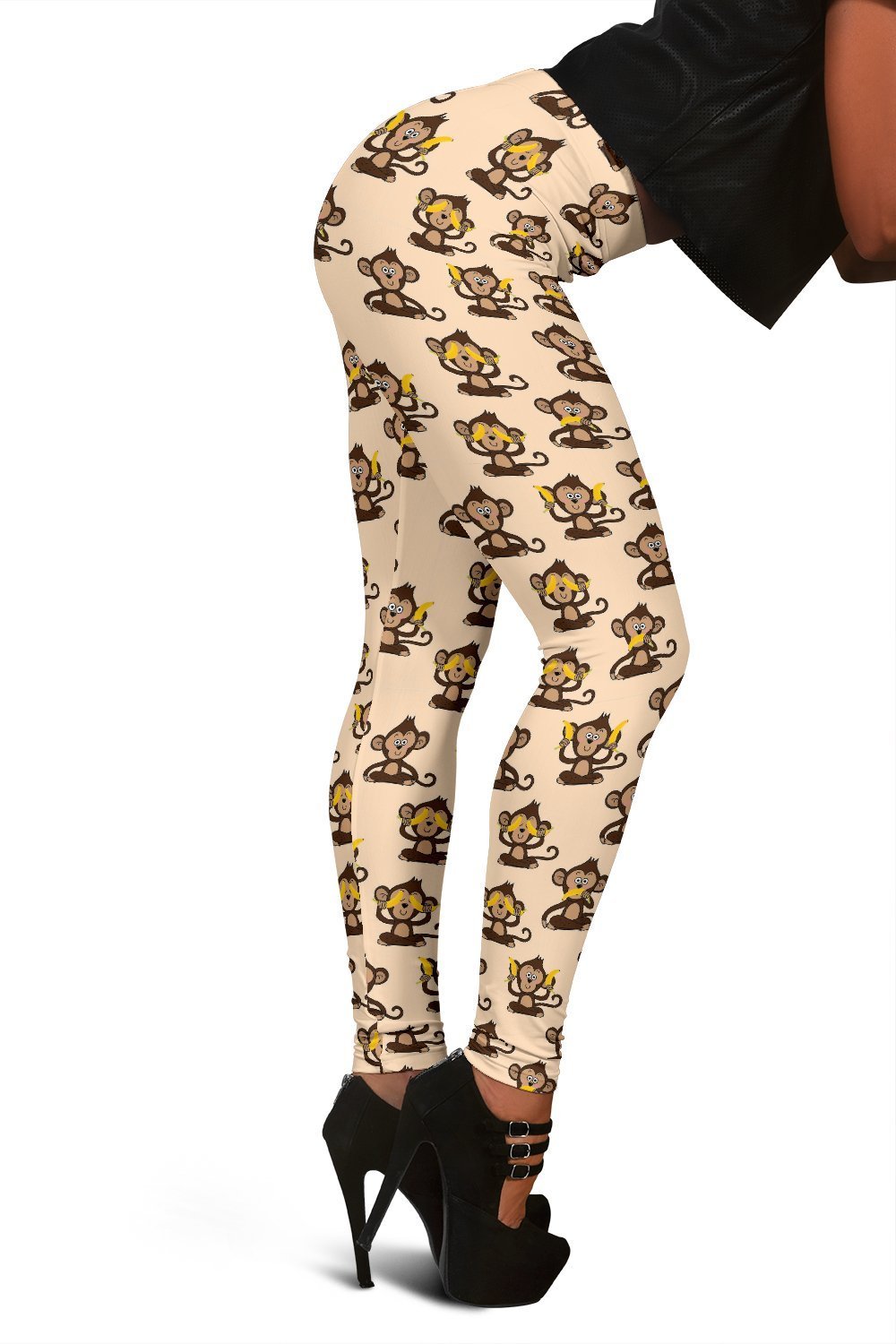 Banana Monkey Print Pattern Women Leggings-grizzshop