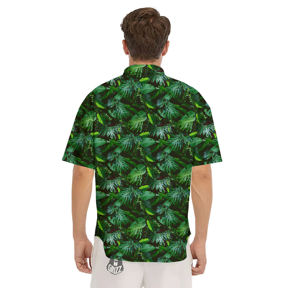 Banana Palm Leaf Green Tropical Print Men's Short Sleeve Shirts-grizzshop