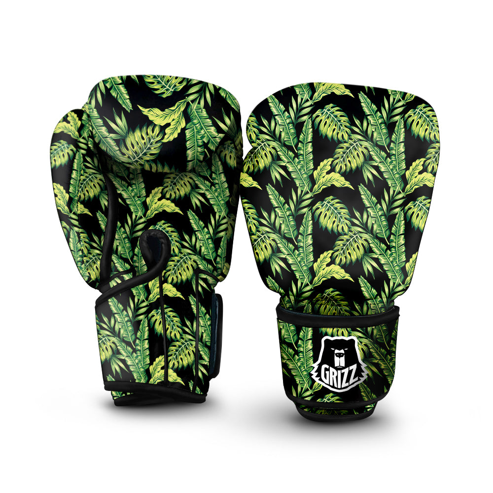 Banana Palm Leaf Print Pattern Boxing Gloves-grizzshop