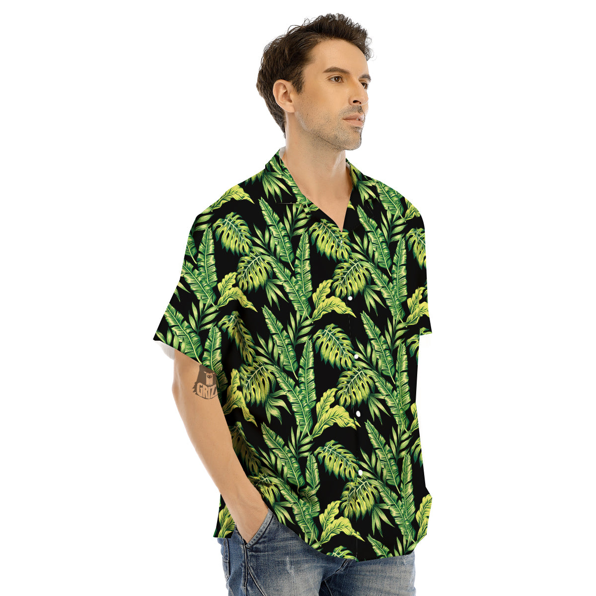 Banana Palm Leaf Print Pattern Men's Hawaiian Shirt-grizzshop