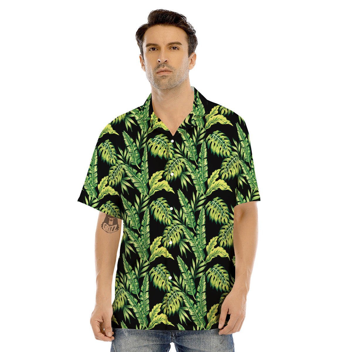 Banana Palm Leaf Print Pattern Men's Hawaiian Shirt-grizzshop