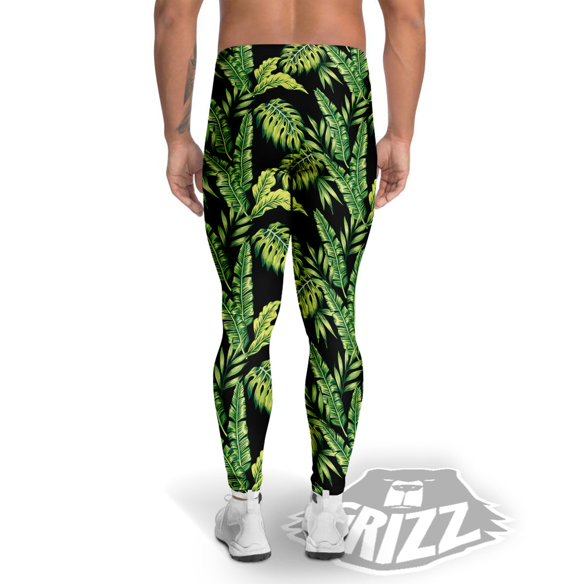 Banana Palm Leaf Print Pattern Men's Leggings-grizzshop