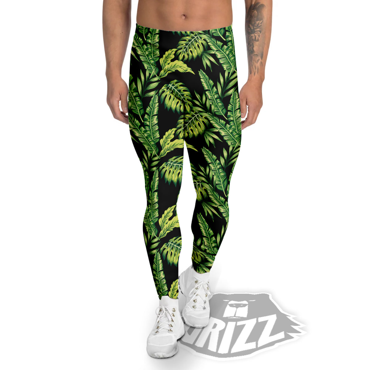 Banana Palm Leaf Print Pattern Men's Leggings-grizzshop