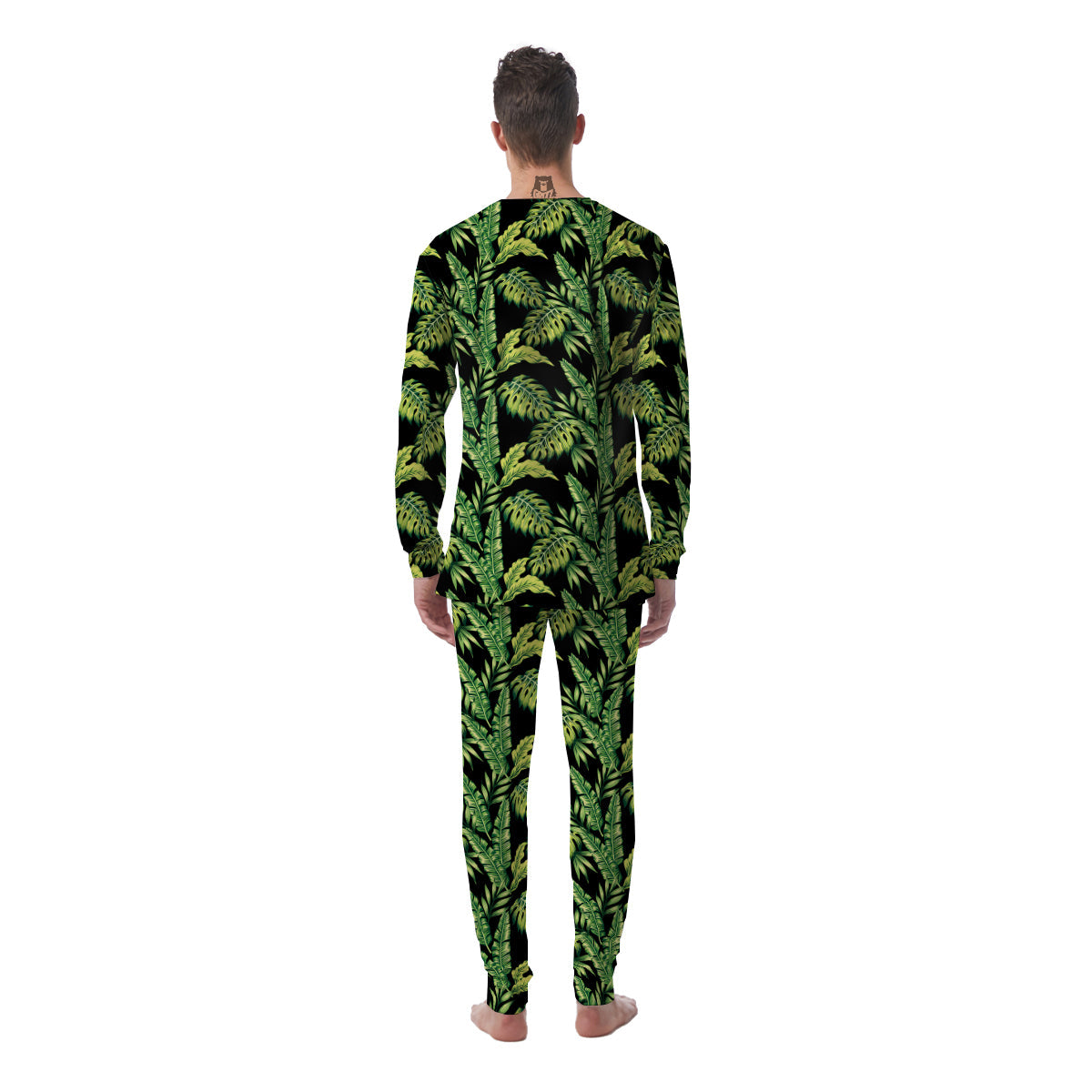 Banana Palm Leaf Print Pattern Men's Pajamas-grizzshop