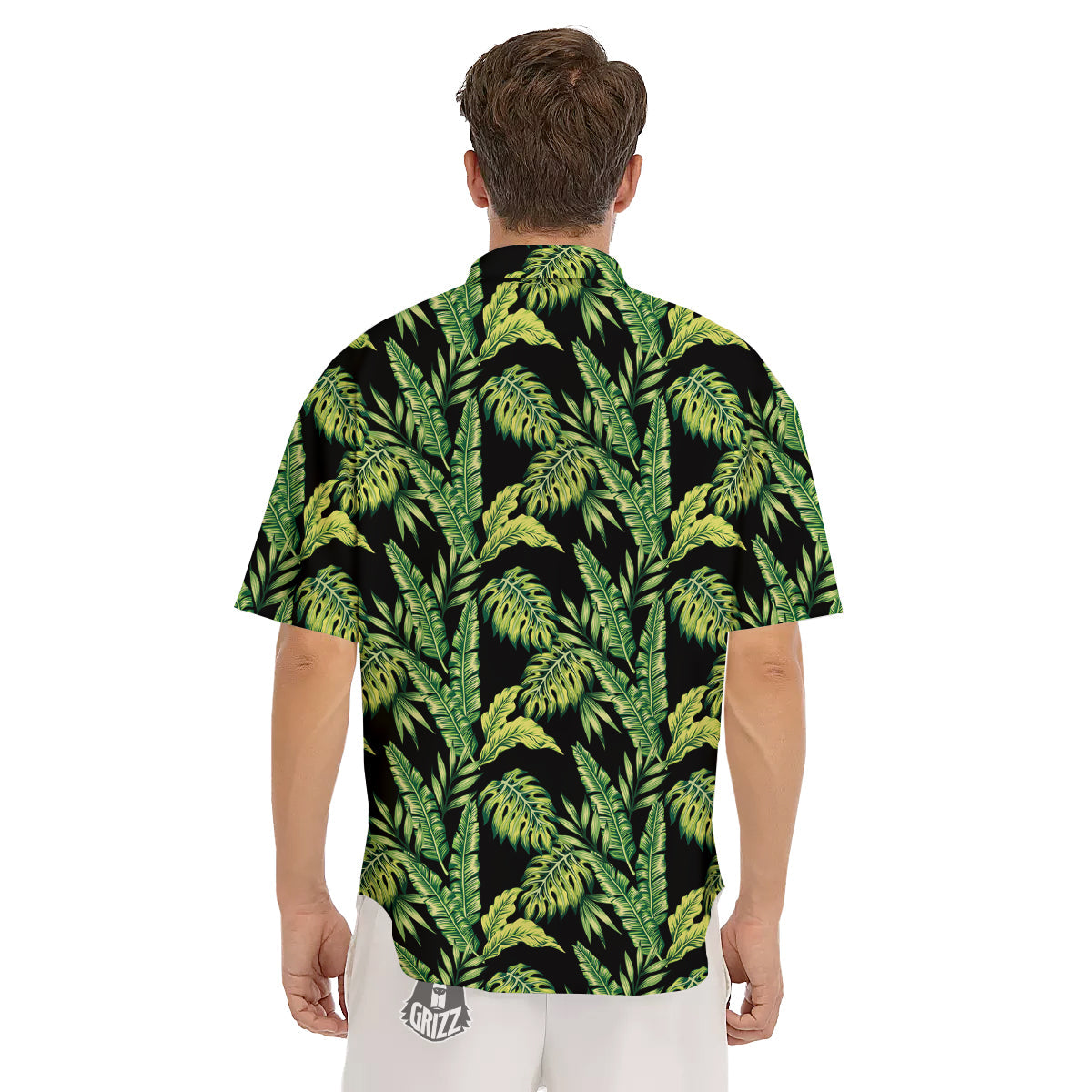 Banana Palm Leaf Print Pattern Men's Short Sleeve Shirts-grizzshop