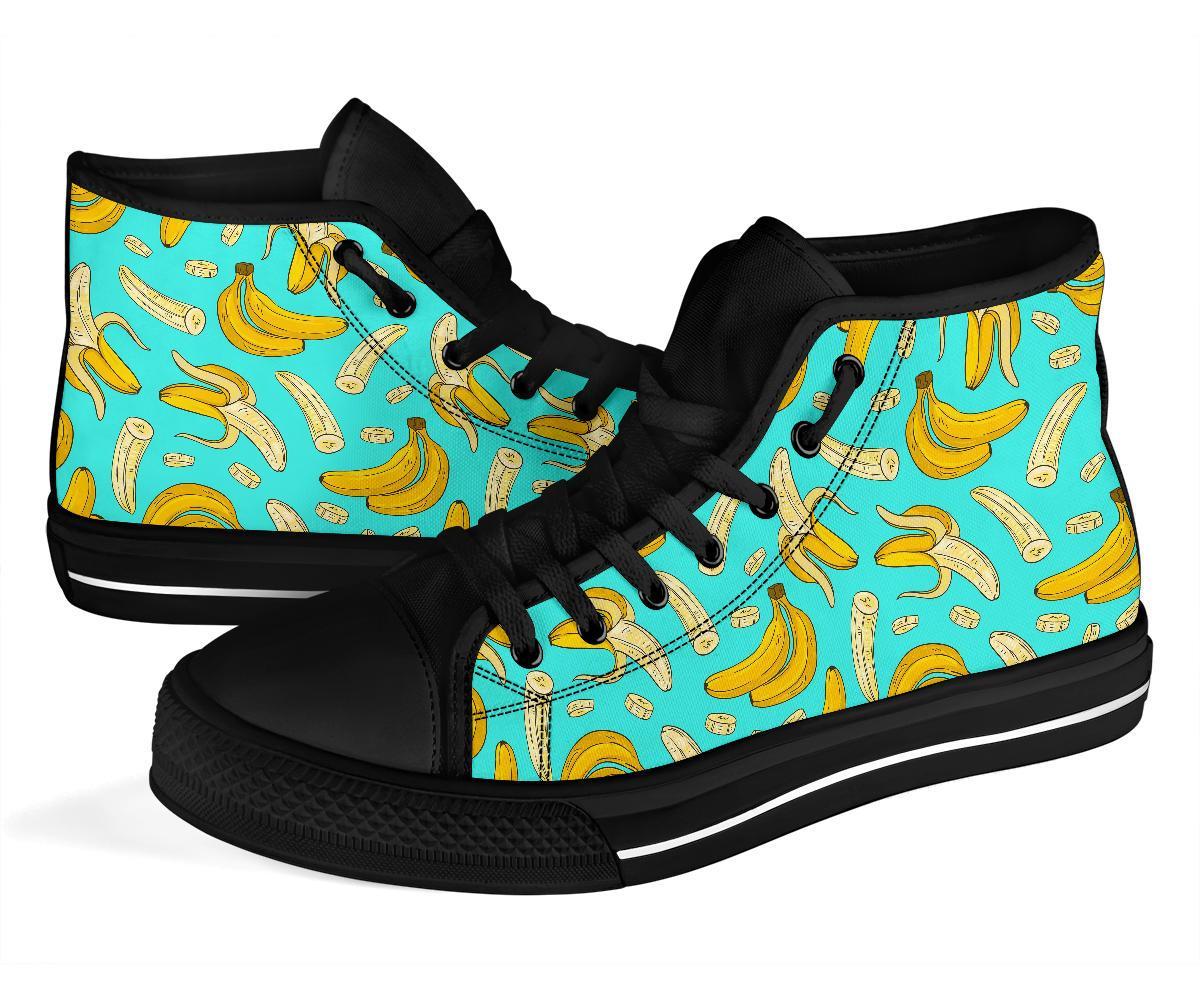 Banana Pattern Print Men Women's High Top Shoes-grizzshop