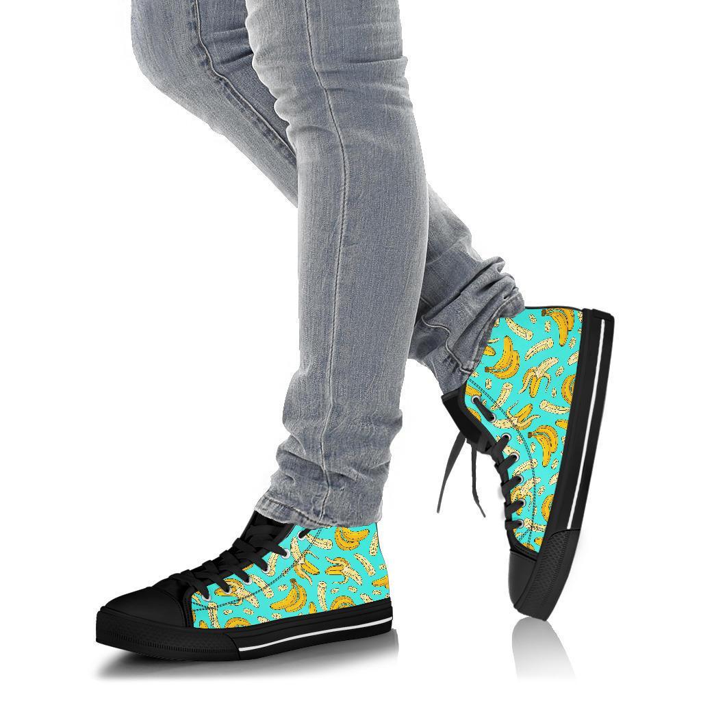 Banana Pattern Print Men Women's High Top Shoes-grizzshop